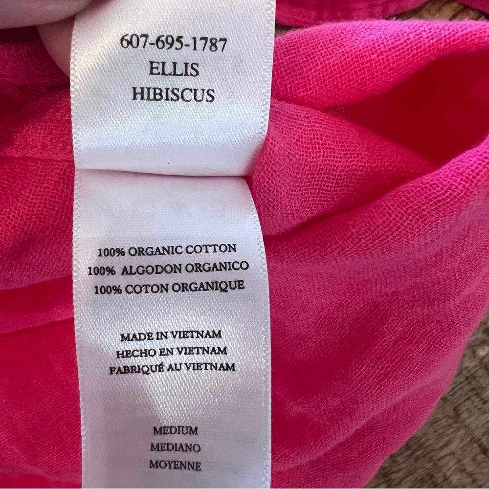 Rails Ellis Gauze Button Down Shirt Pink Hibiscus Organic Cotton M - Picture 11 of 11
